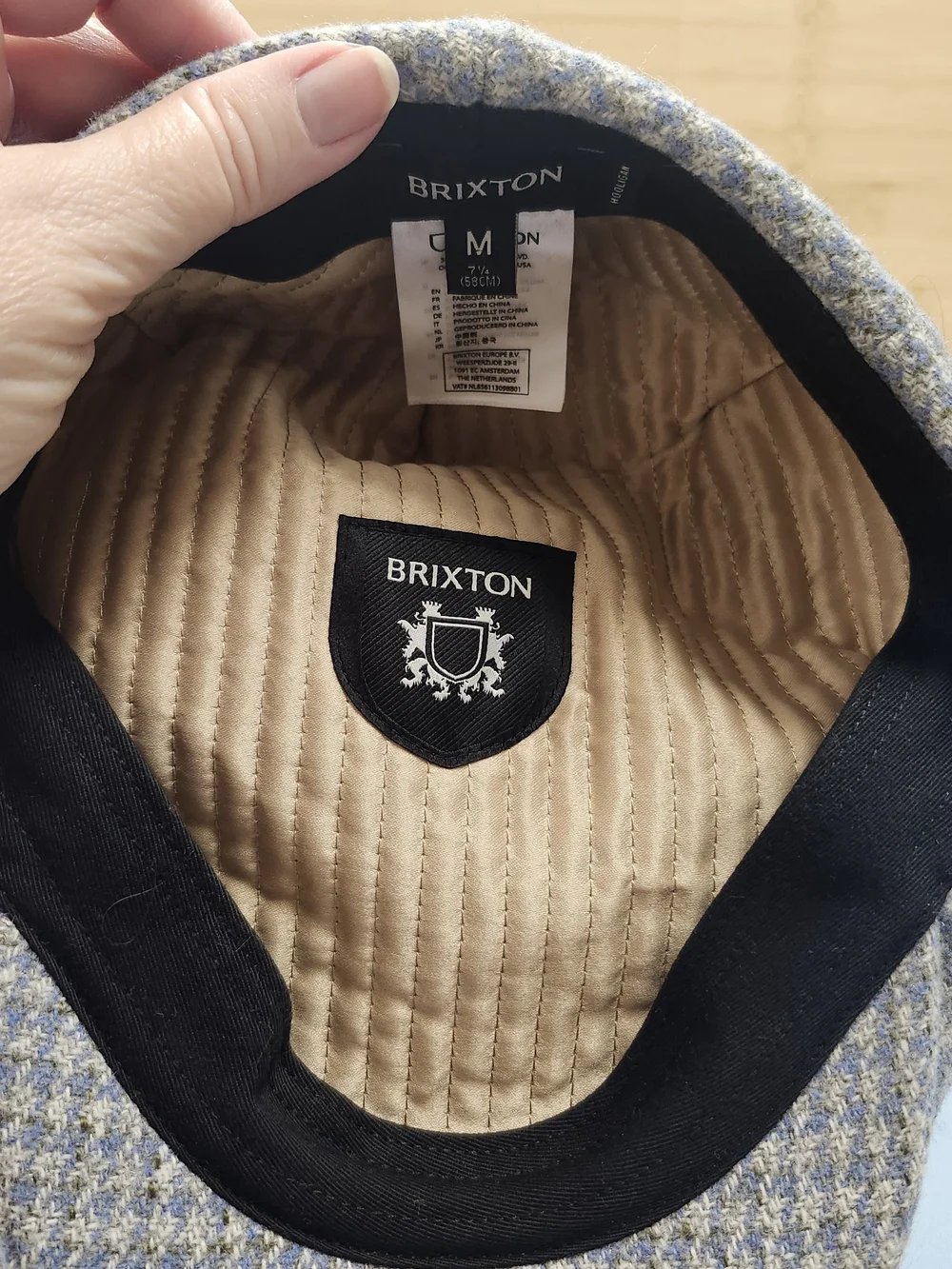 Brixton Light Blue & Gray Herringbone Flat Cap
